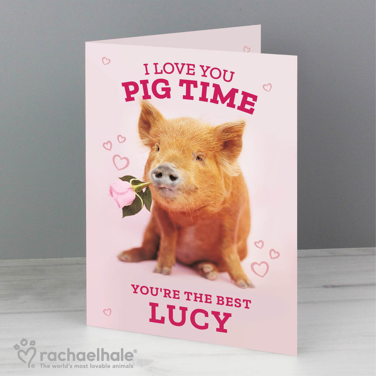 Personalised Rachael Hale 'I Love You Pig Time' Card