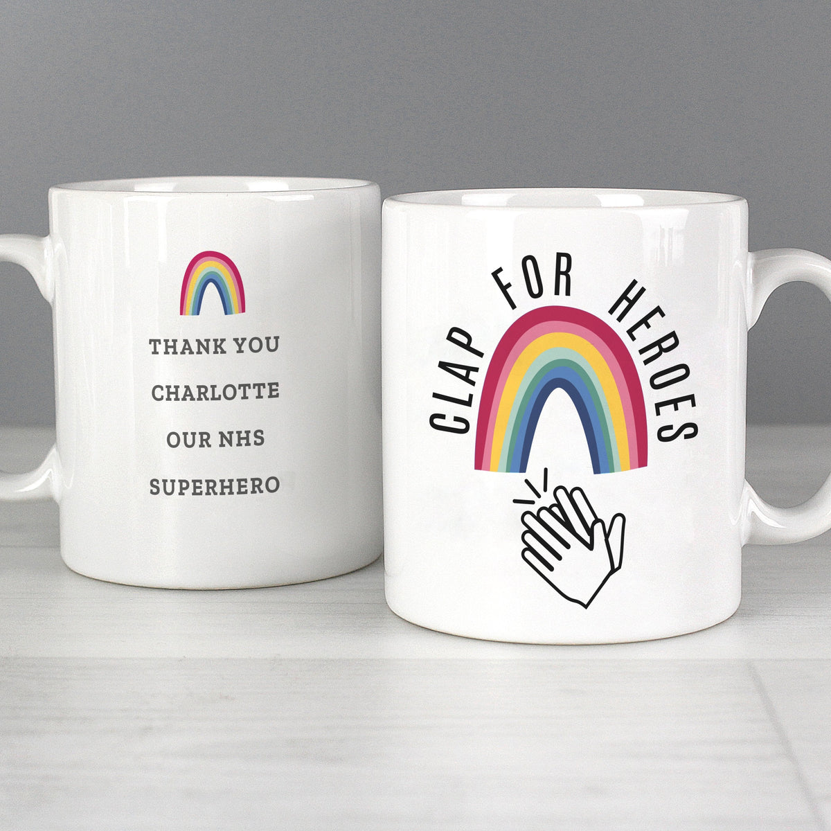 Personalised Rainbow 'Clap For Heroes' Mug