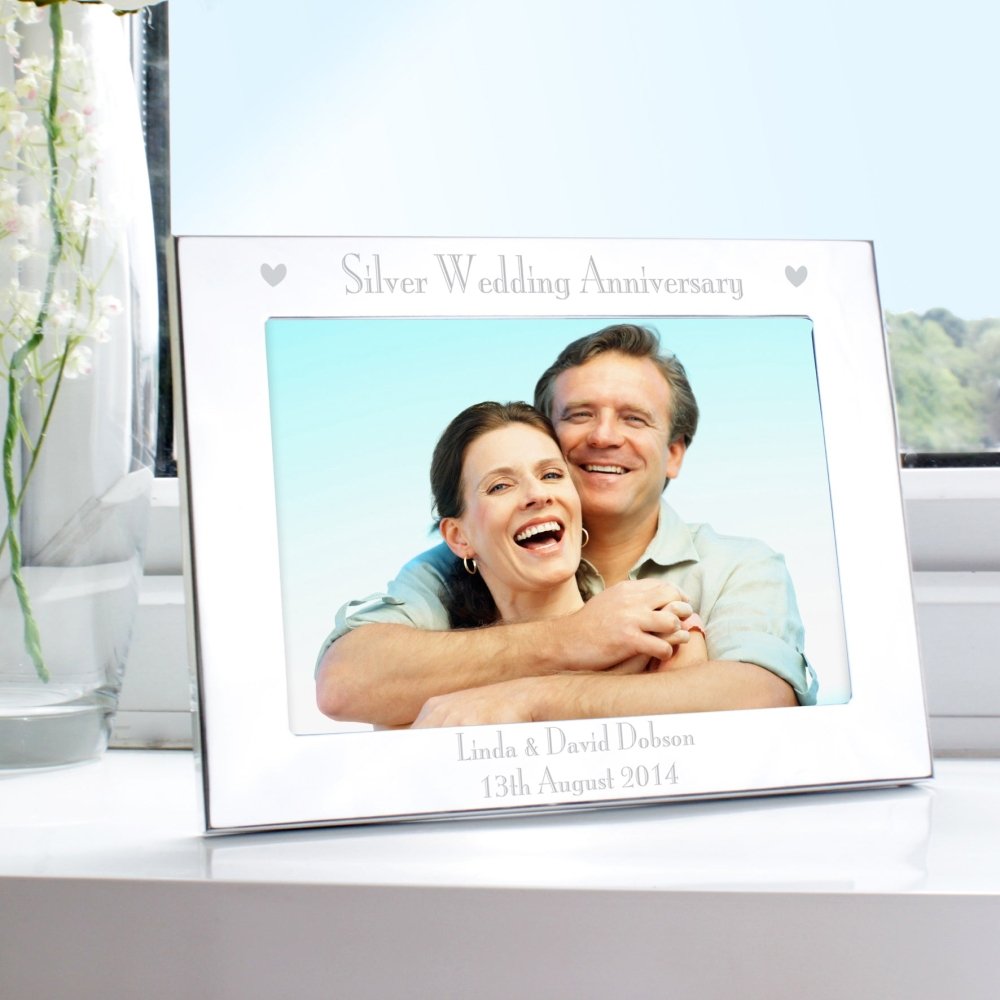 Personalised Silver Anniversary 5x7 Inch Landscape Photo Frame