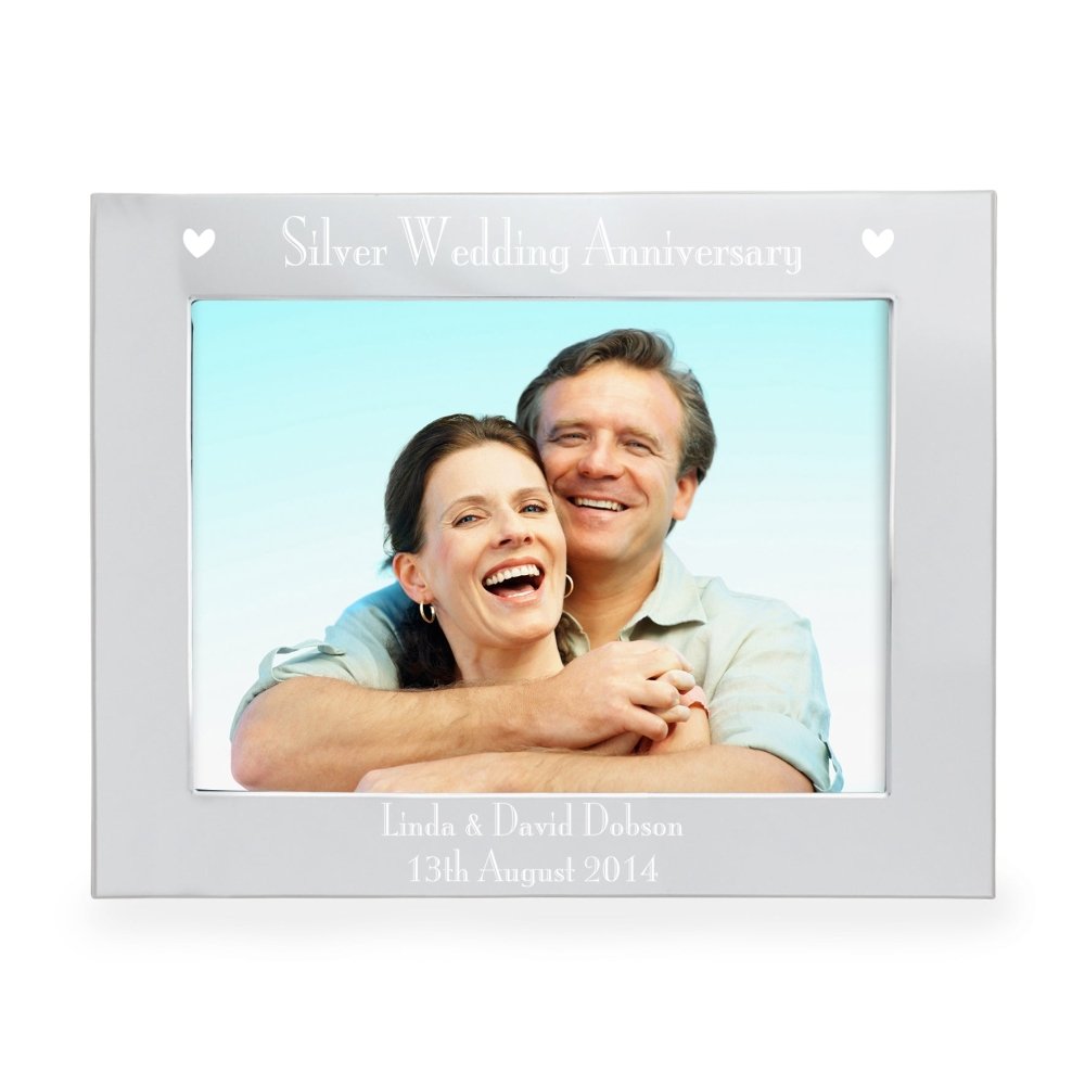 Personalised Silver Anniversary 5x7 Inch Landscape Photo Frame