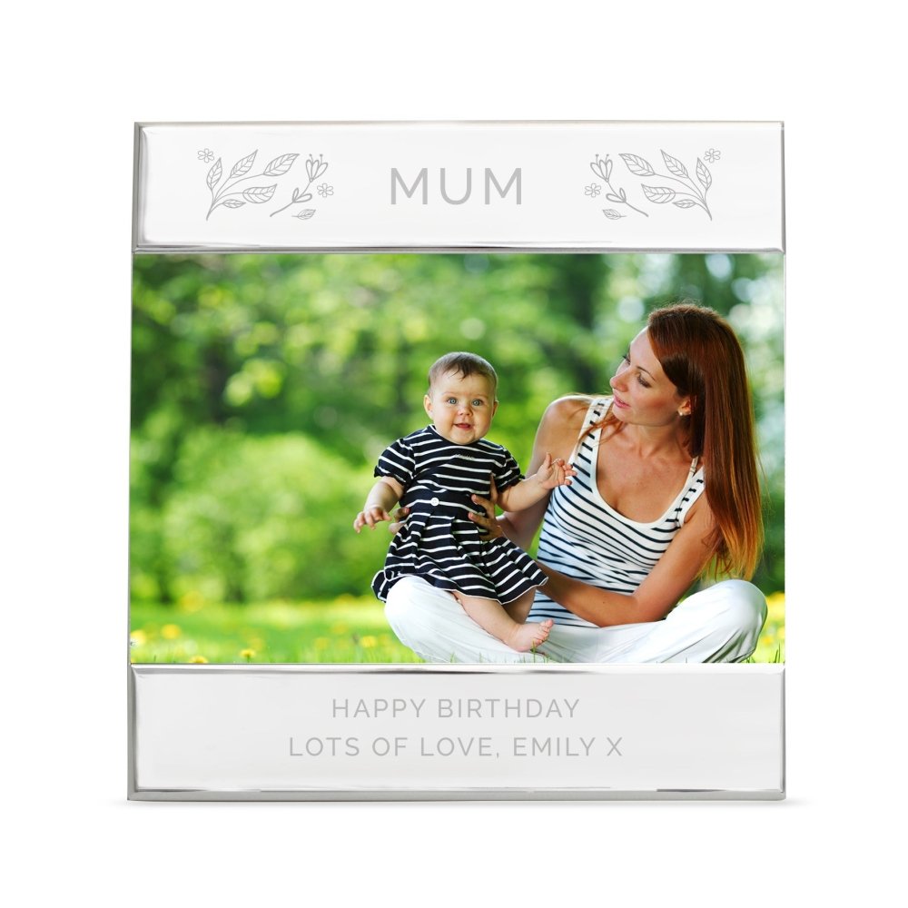 Personalised Silver Floral 6x4 Inch Photo Frame