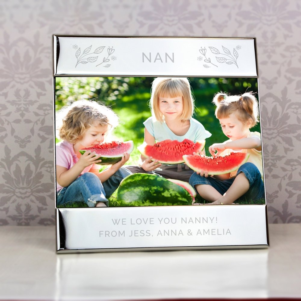 Personalised Silver Floral 6x4 Inch Photo Frame
