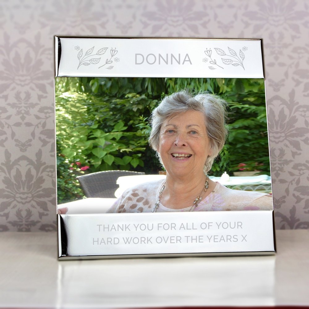 Personalised Silver Floral 6x4 Inch Photo Frame