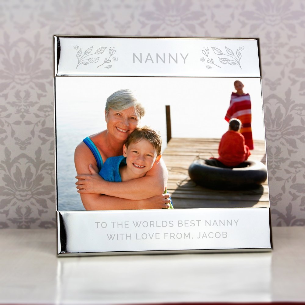 Personalised Silver Floral 6x4 Inch Photo Frame