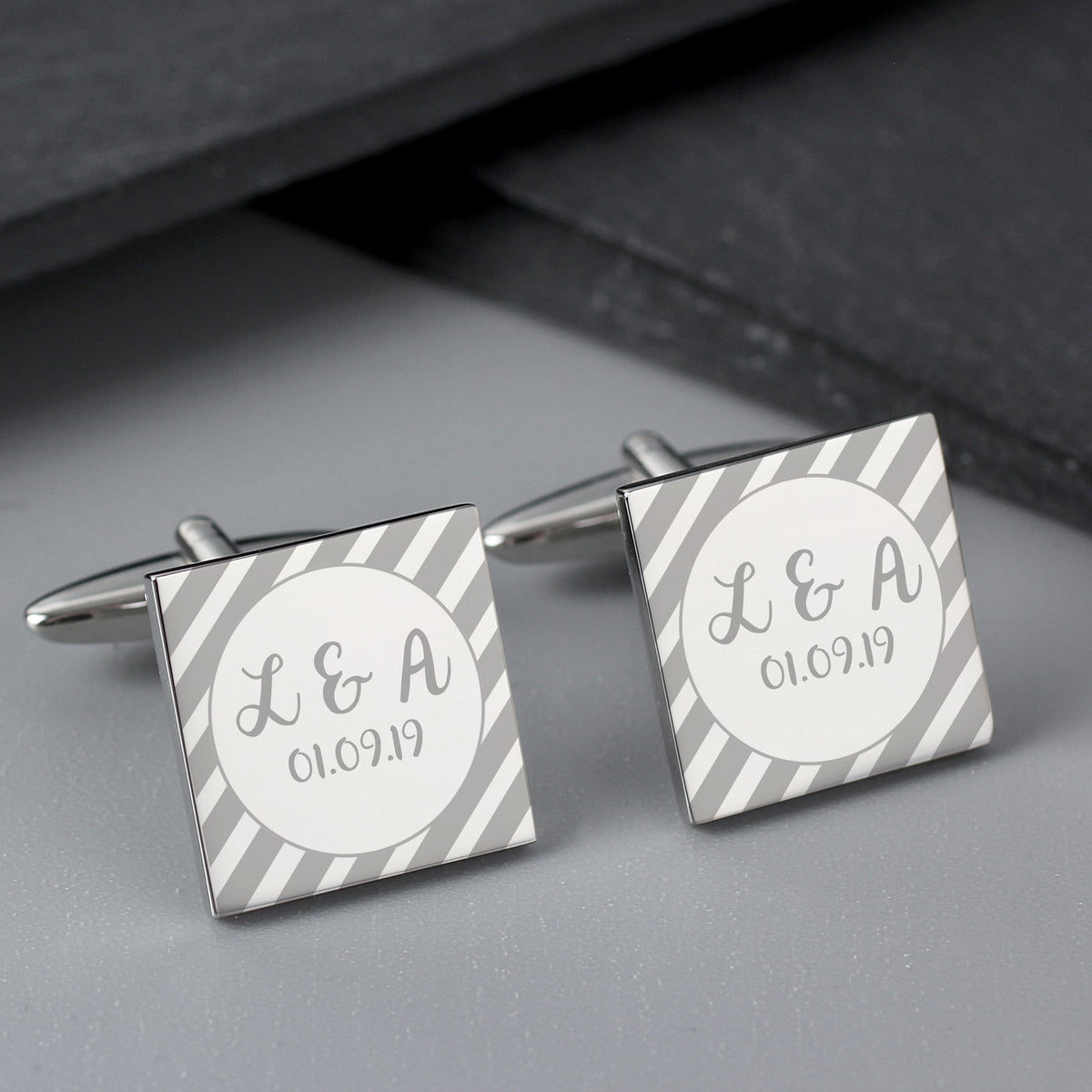Personalised Stripes Square Cufflinks