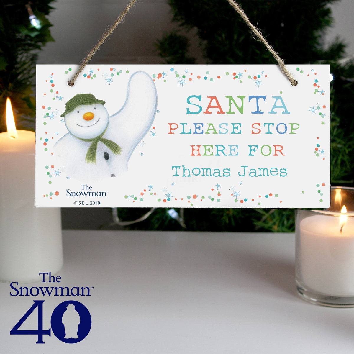 Personalised The Snowman Let It Snow Santa Stop Here Wooden Sign
