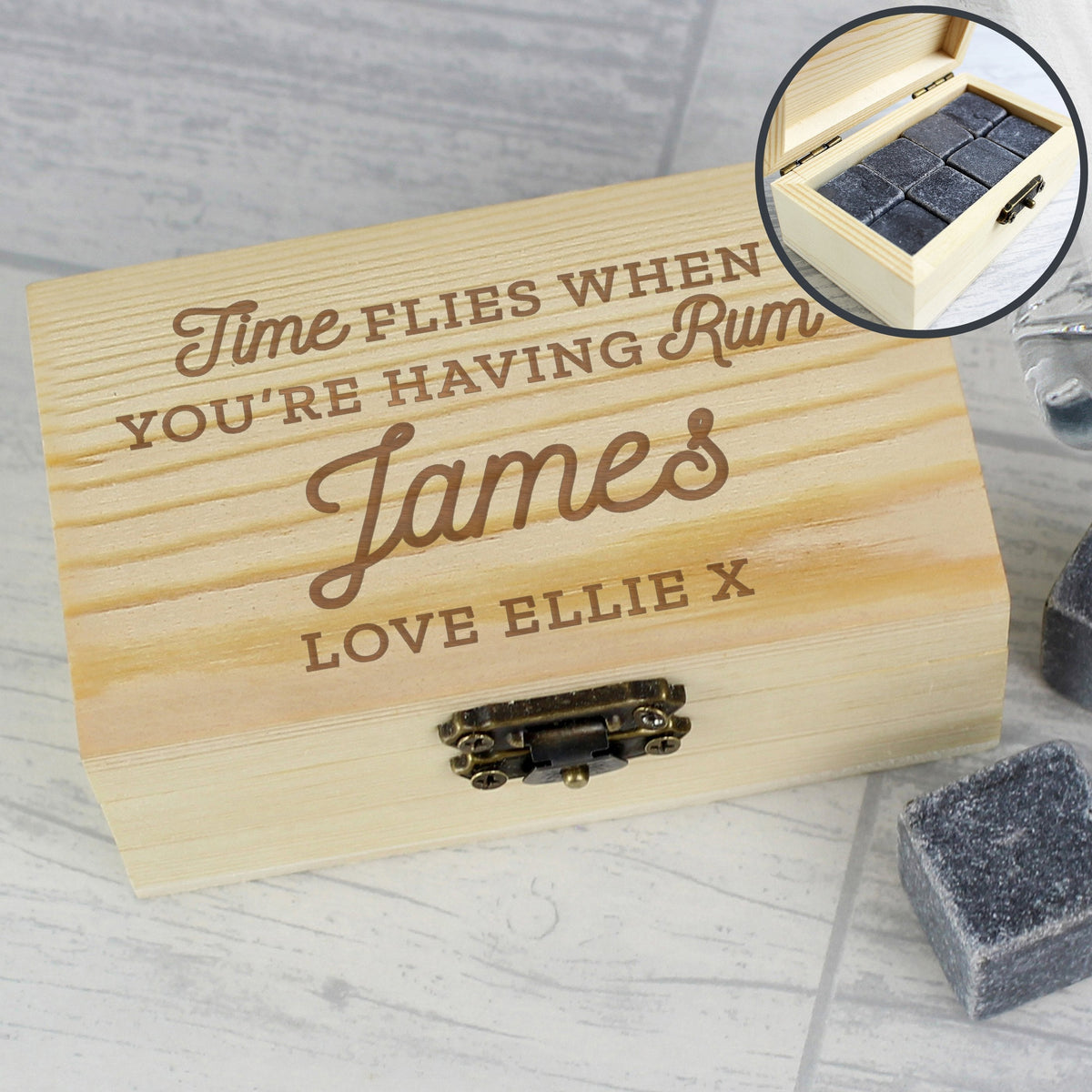 Personalised Time Flies When You're Having Rum Cooling Stones
