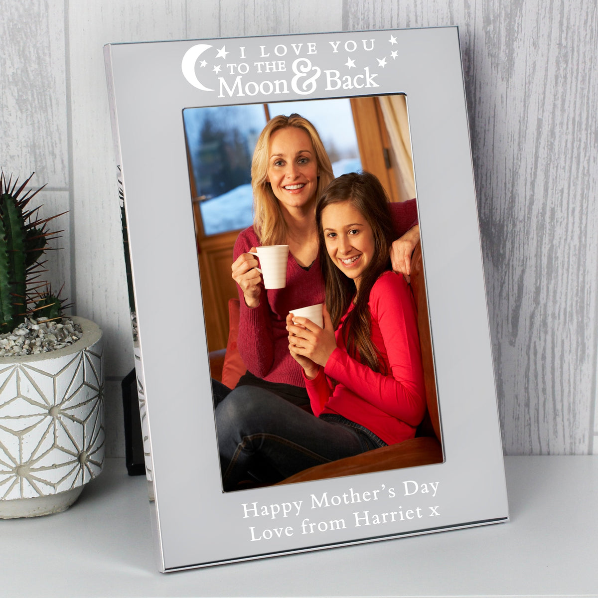 Personalised To The Moon And Back... 4x6 Inch Silver Photo Frame