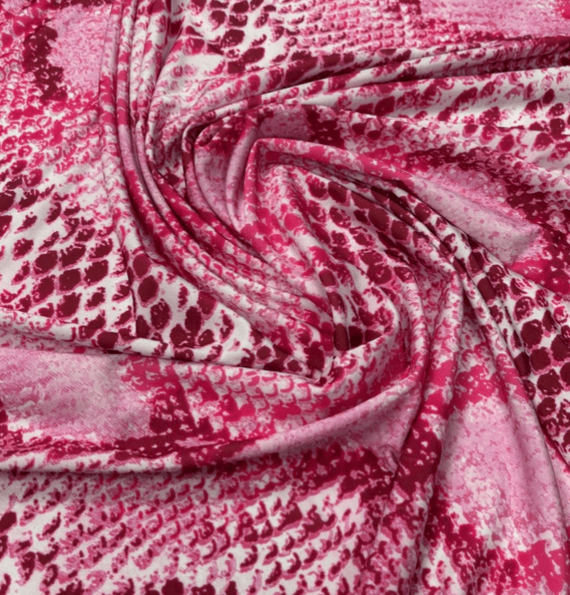 Pink and White Snake Skin Fabric by the Metre