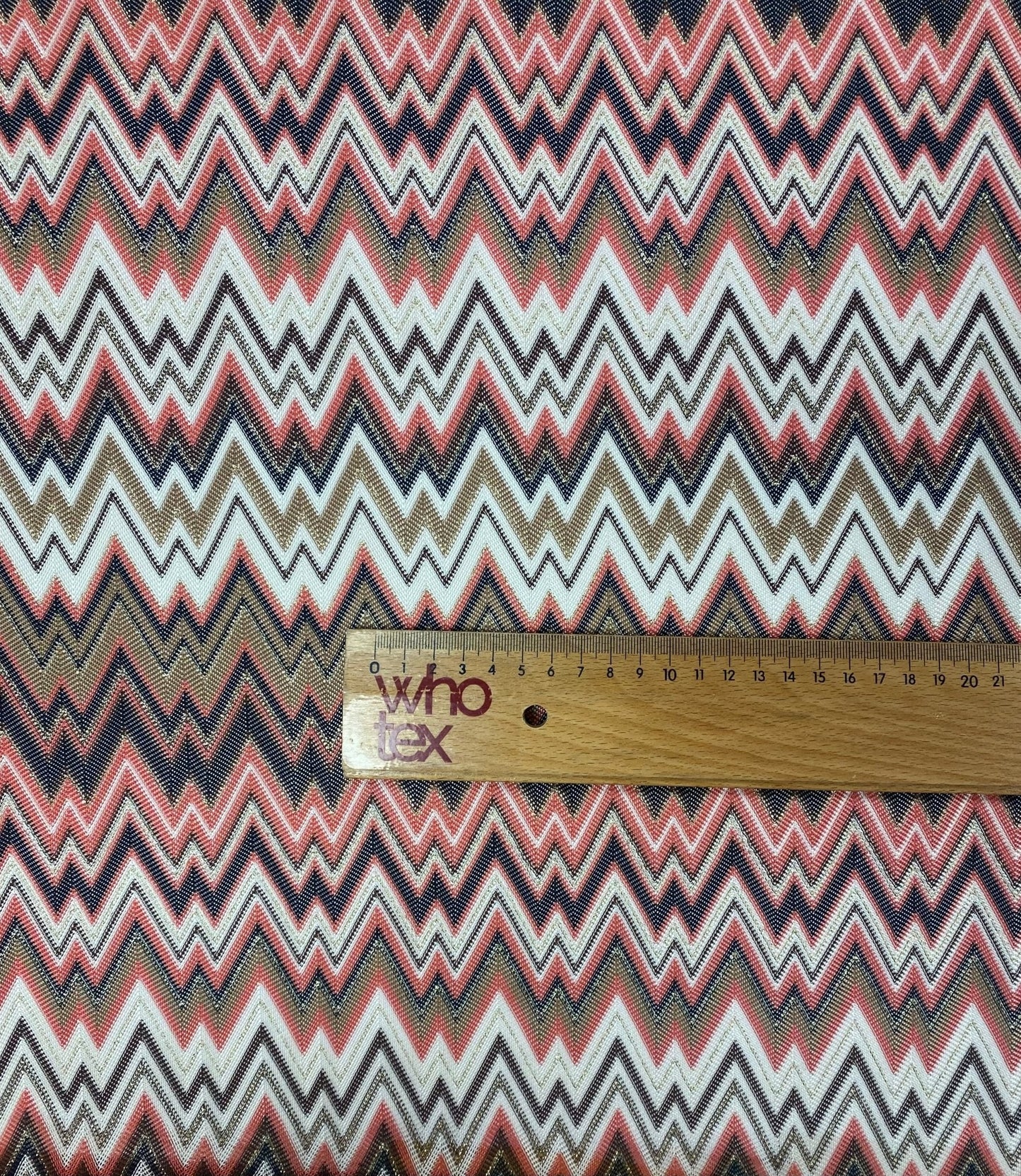Pink Black Chevron Mesh Knit Fabric with Metallic Accents by the Metre