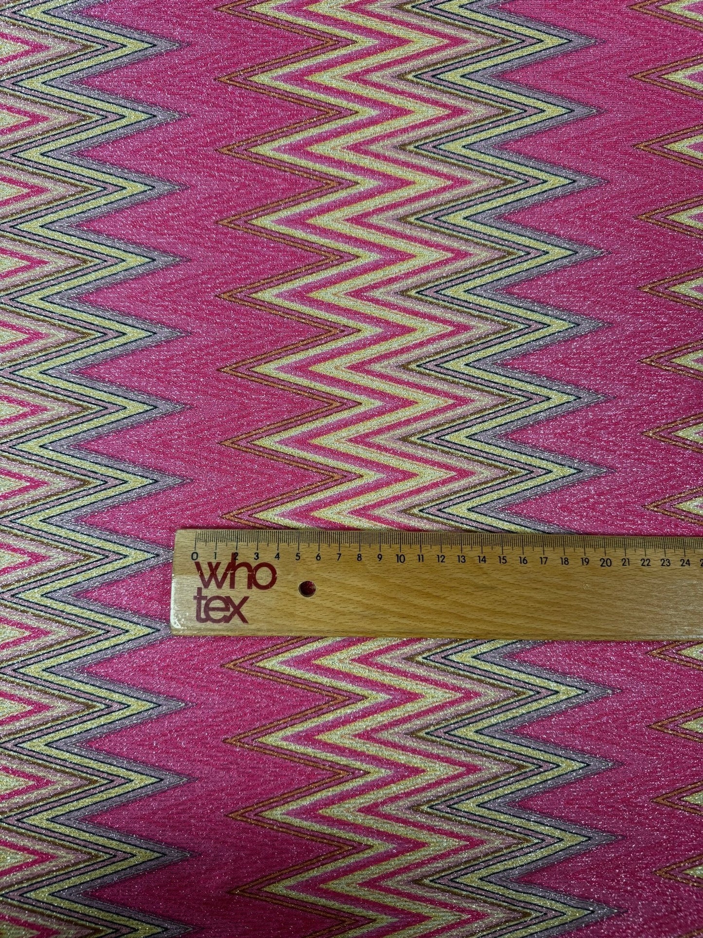 Pink Zigzag Knit Fabric - Lurex 4-Way Stretch Fabric