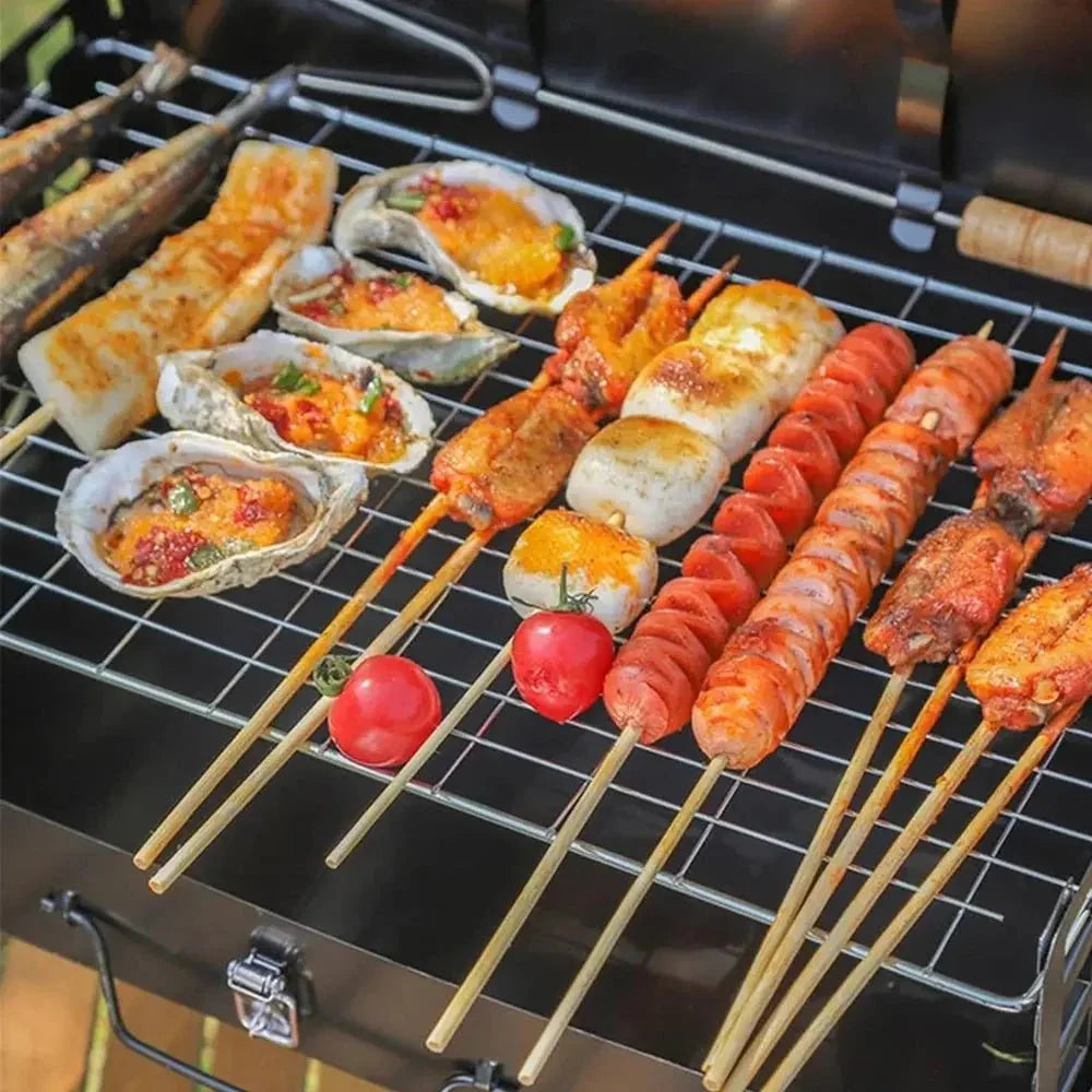 Portable Folding Charcoal BBQ Grill – Mini Barbecue Oven for Outdoor Cooking, Camping, Picnic & Beach
