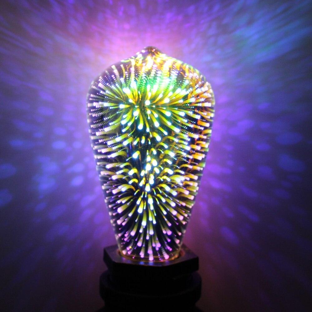 LED 3D Printed Firework Bulb Decorative Lamp Light E27 ST64