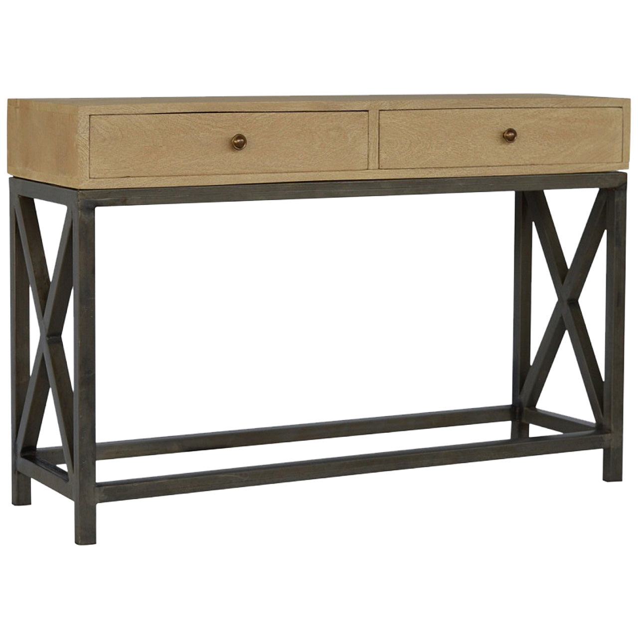 Mango Wood Console Table with Metal Base