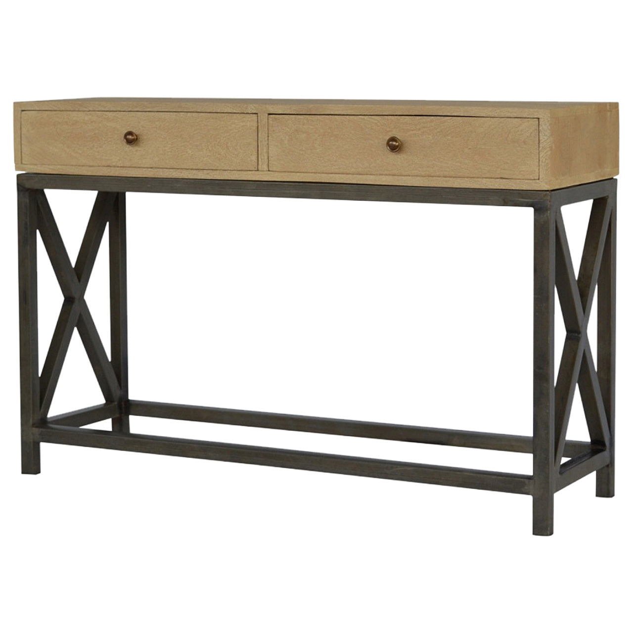 Mango Wood Console Table with Metal Base