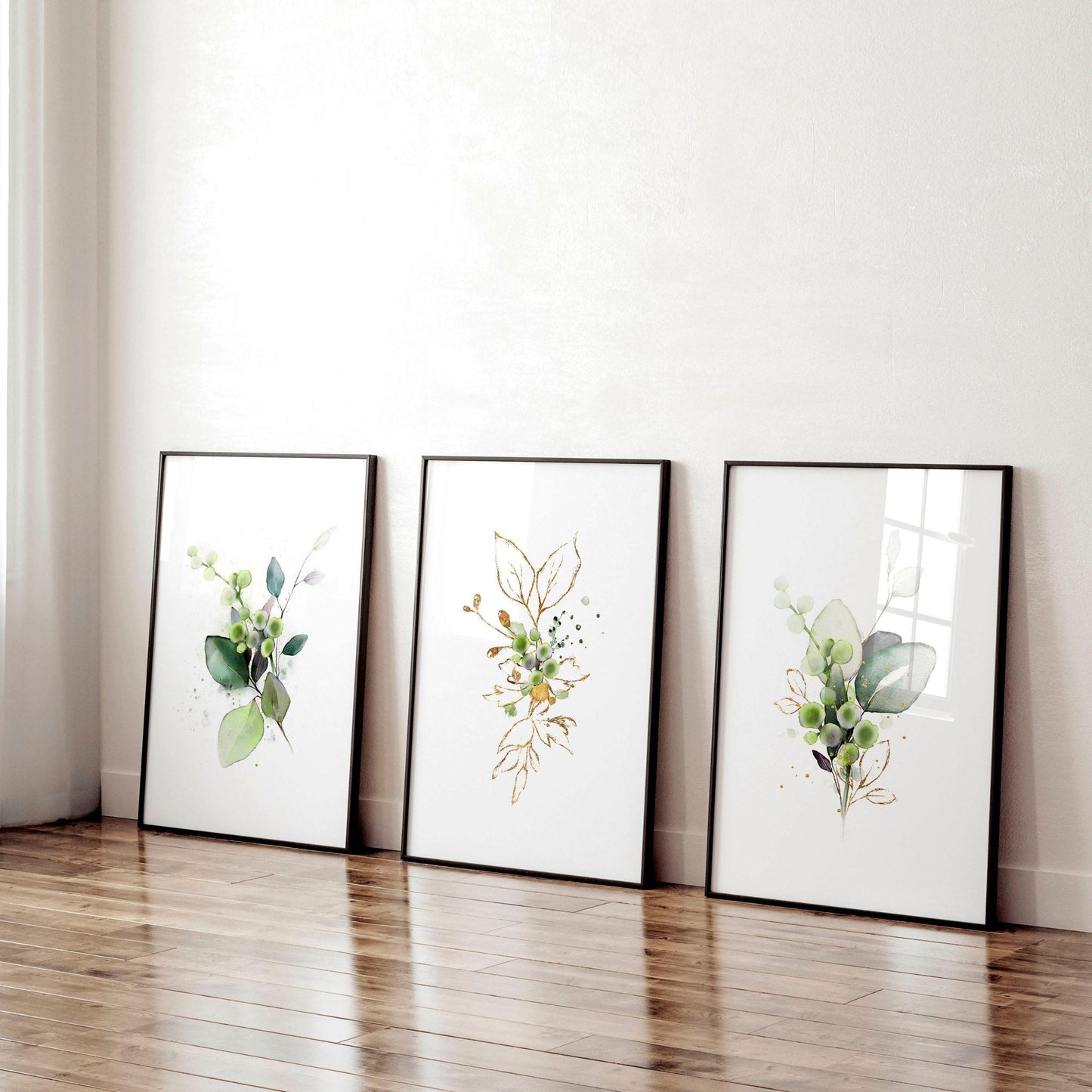 Botanical print framed | set of 3 wall art for home office decor