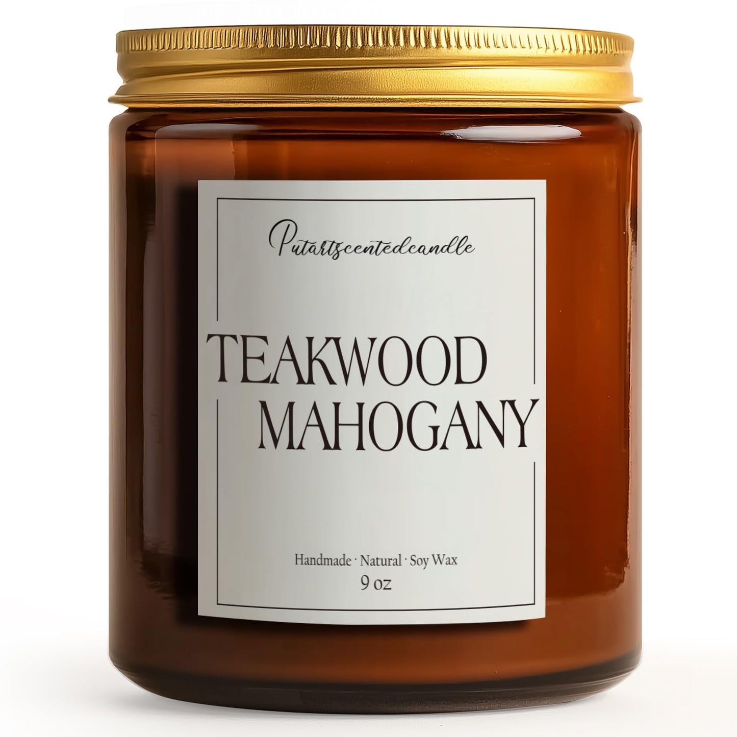 Putart Mahogany & Teakwood 9oz Soy Candle – Natural Aromatherapy Jar for Home (Stress Relief & Meditation)