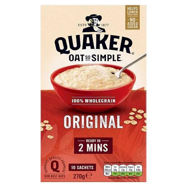 Quaker Oat So Simple Original Porridge Sachets 10x27g (Case of 9)
