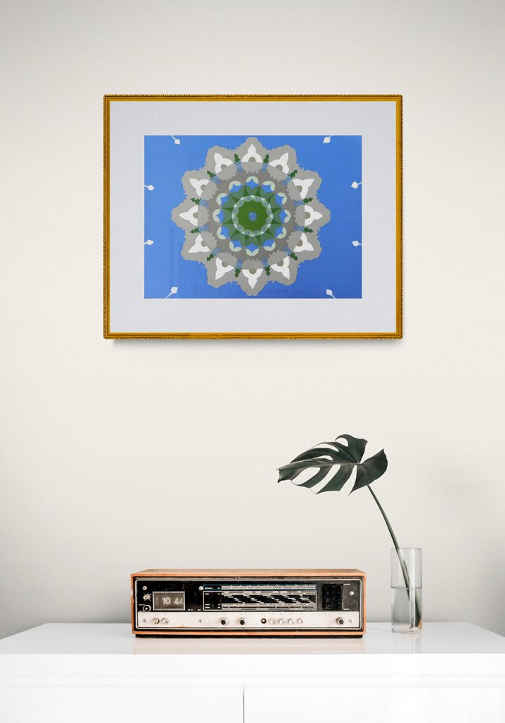 Rainbow Kaleidoscope, Abstract Geometric Painting, Original
