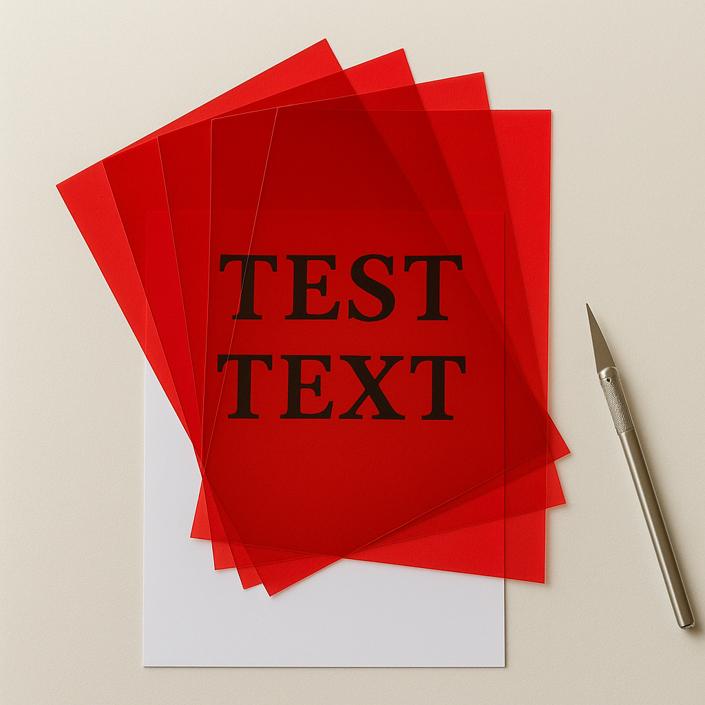 5 x A4 Red Acetate Sheets ā 200 Micron Thick Transparent Film for Crafts & Church Window Cards