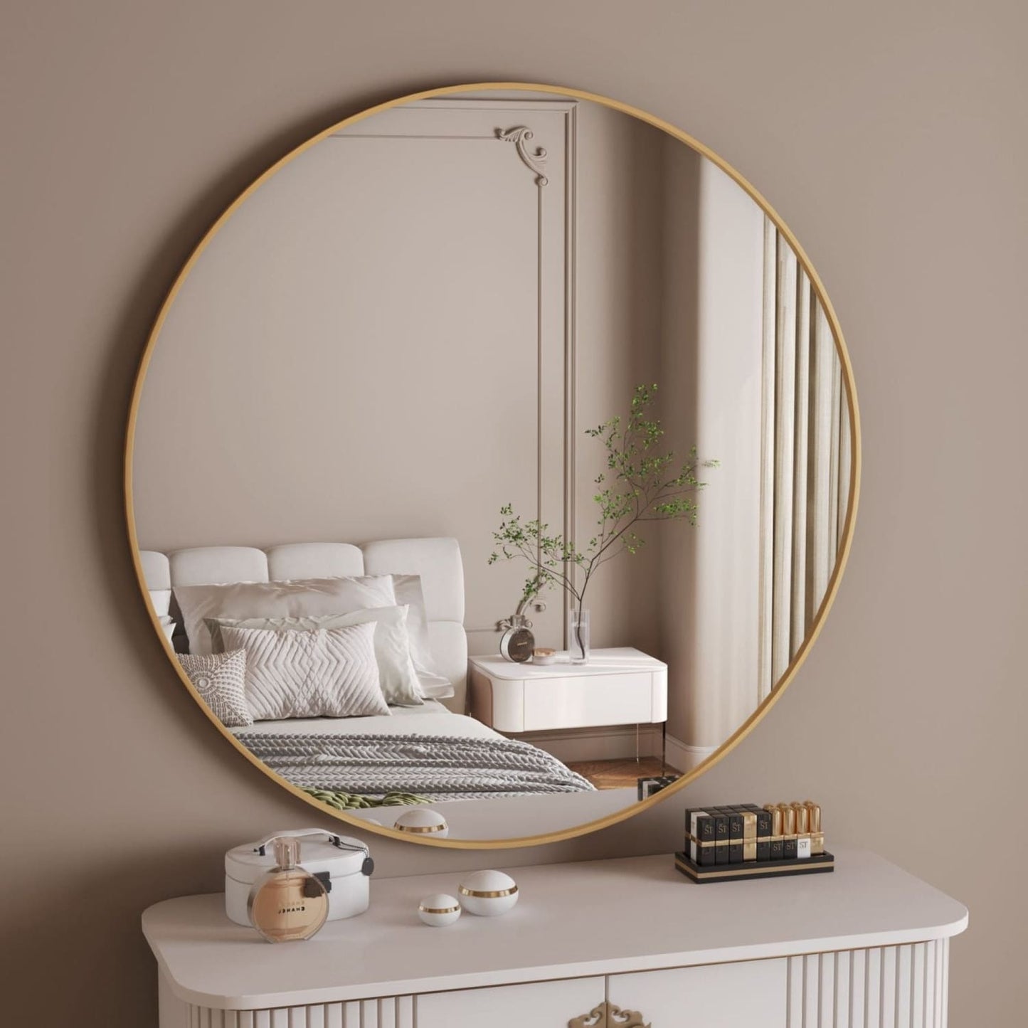 Rei - Extra Large Round Gold Metal Circle Mirror - 120cm x 120cm