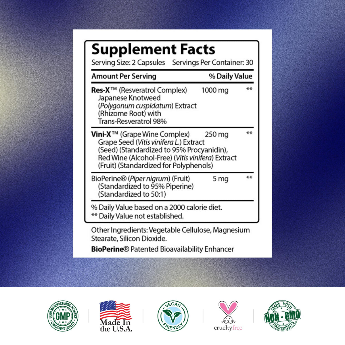 Research Verified Resveratrol - 98% Trans-Resveratrol 1000 mg, Anti-Aging Support - 60 Capsules per Bottle - 3 Bottles