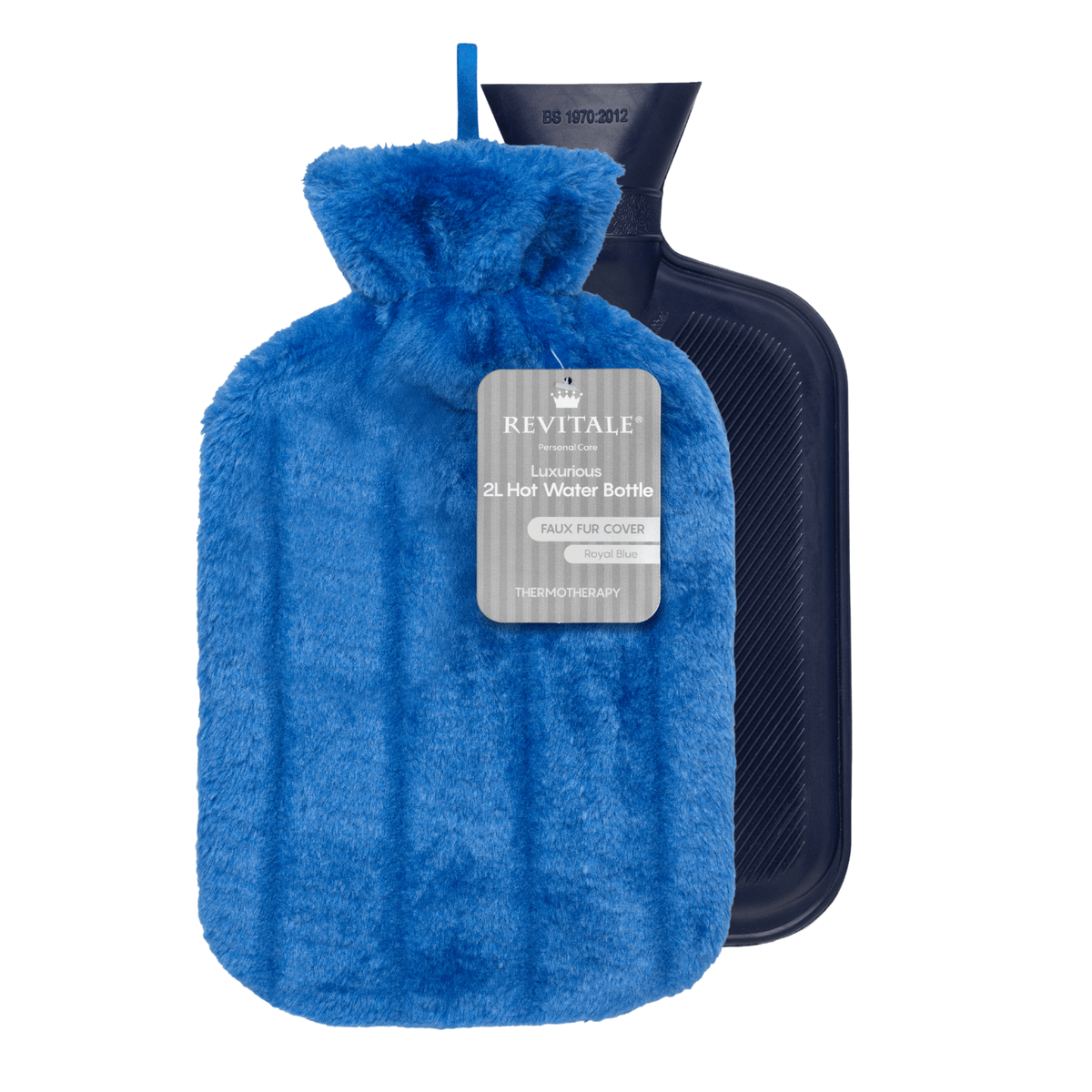 Revitale Natural Rubber Hot Water Bottle with Cosy Fur Cover - 2 Litre