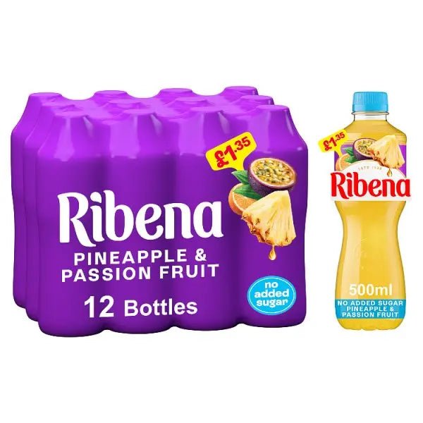 Ribena Pineapple & Passion Fruit No Added Sugar Juice Drink (Case of 12)