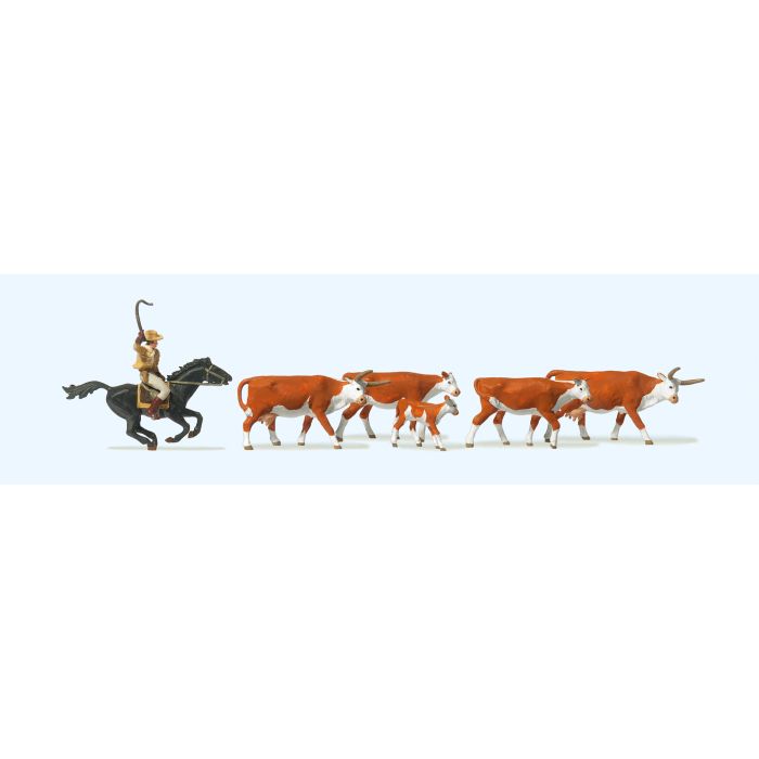 Cowboy and Cattle Terrarium Figure Set 10159