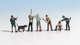 Hunters (2), Lumberjacks (3) & Dog Terrarium Figures - 15060