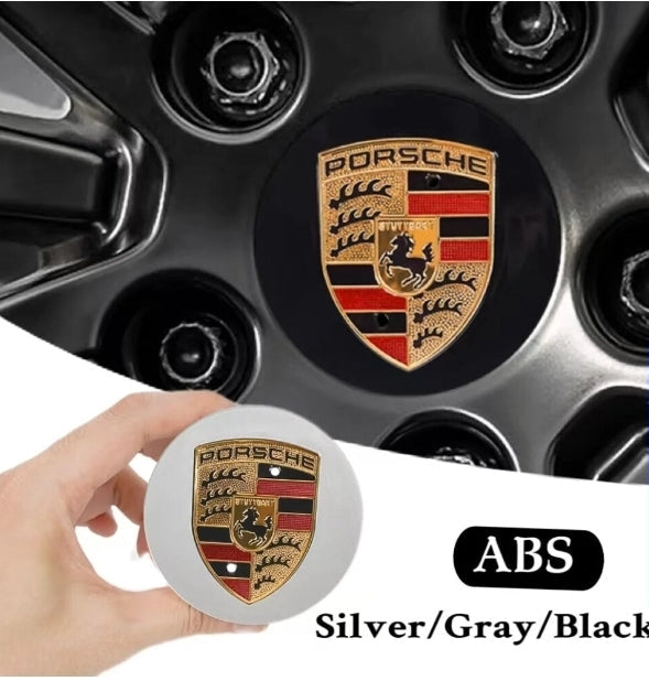 Porsche Wheel Centre Caps- Black & Gold