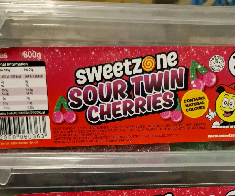 Sweetzone Sour Twin Cherries – 800g Tub