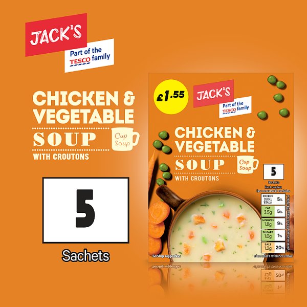 Jacks Chicken and Vegetable Cup Soup with Croutons 110g (Case of 7)