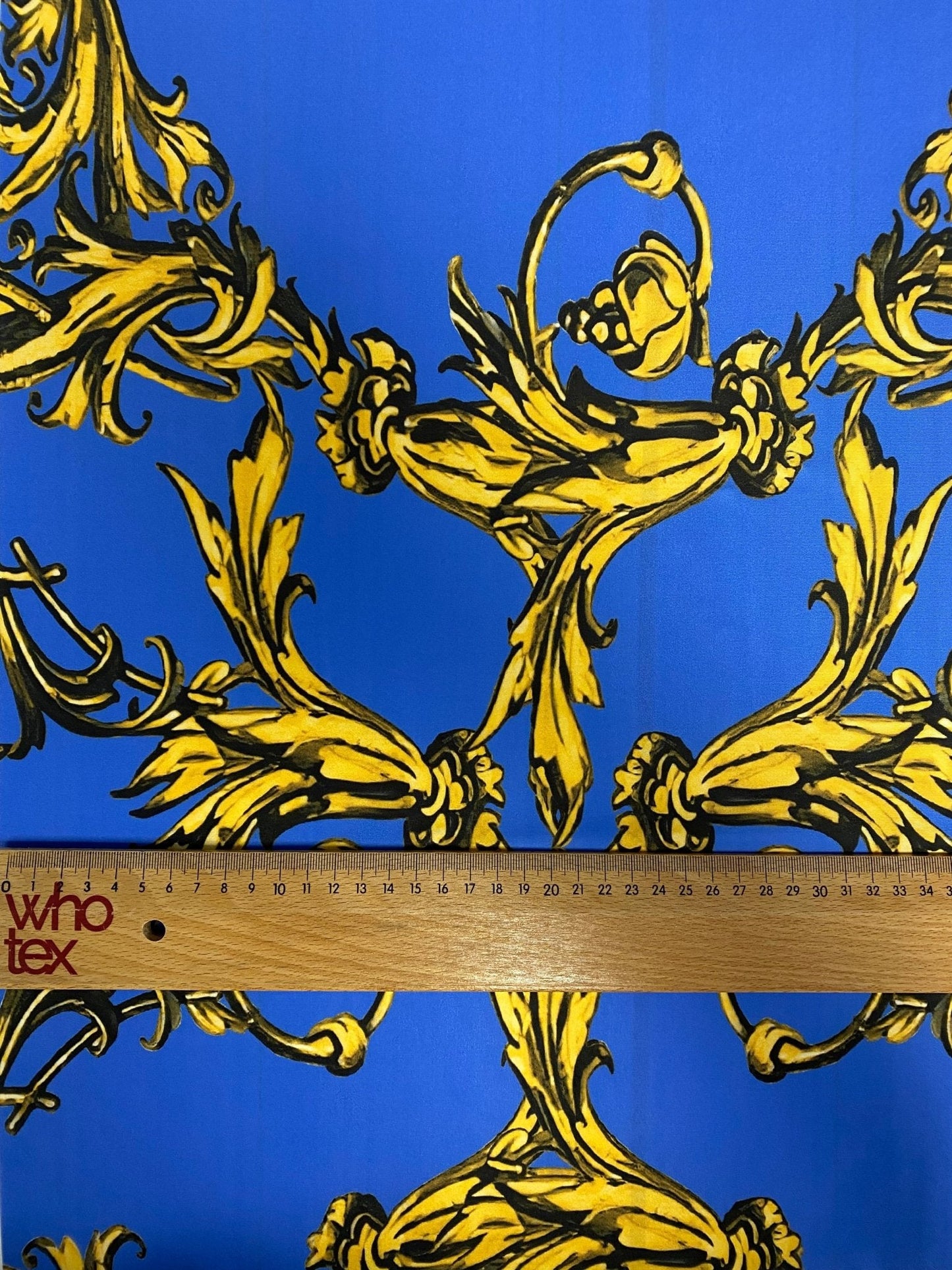 Royal Blue Baroque Pattern Fabric by the Metre