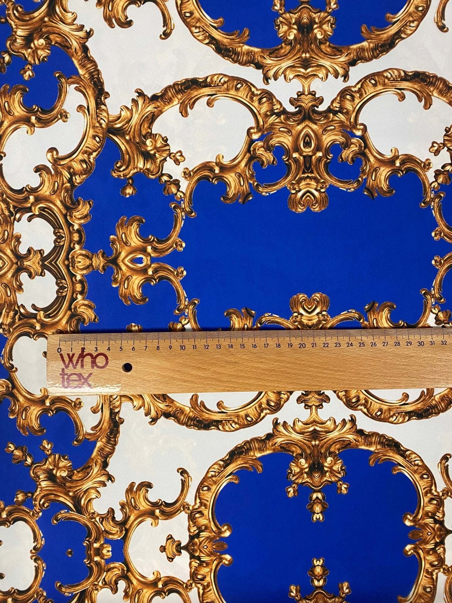 Royal Blue Baroque Pattern Fabric by Metre