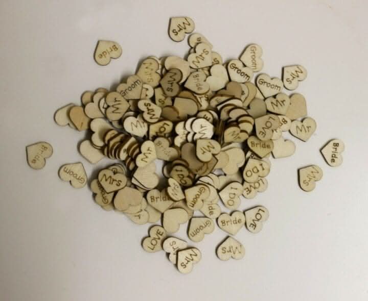 Rustic Wooden Wedding Hearts Table Confetti Decorations 200pc