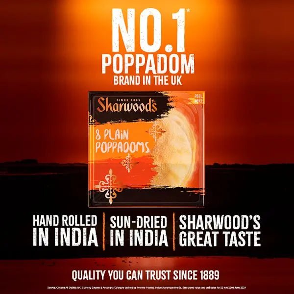 Sharwood's 8 Plain Poppadoms (Case of 5)
