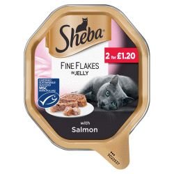 SHEBA Fine Flakes Cat Tray with Salmon in Jelly 85g