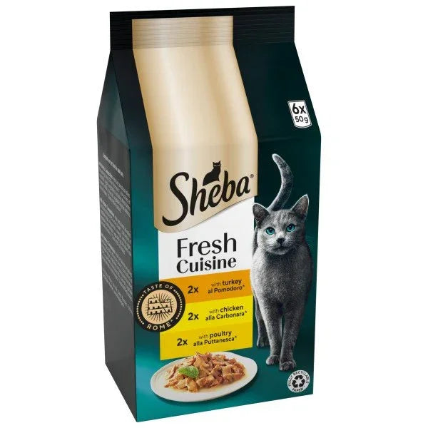 Sheba Fresh Cuisine Taste of Rome Turkey and Chicken in Gravy Pouches 6 x 50g - Case of 8