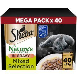 Sheba Natures Collection Cat Food Pouch Mixed Selection in Gravy 40pk