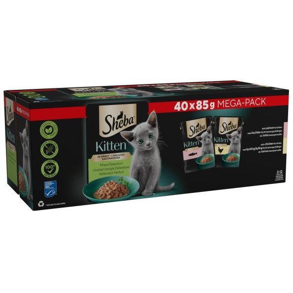 Sheba Sauce Collection Kitten Mixed Selection in Gravy Pouches 40 x 85g - Case of 40