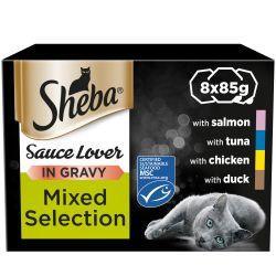 Sheba Sauce Lover Cat Food Trays Mixed Collection 8 x 85g - Case of 4