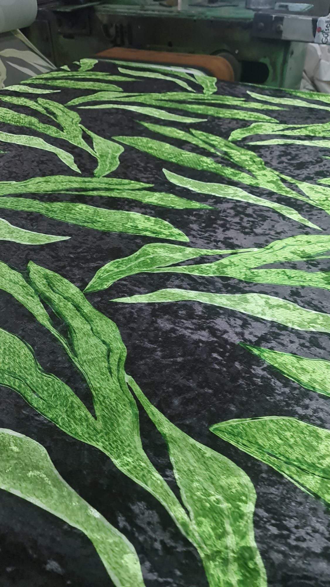 Silky Velvet Leaf Pattern Fabric by the Metre