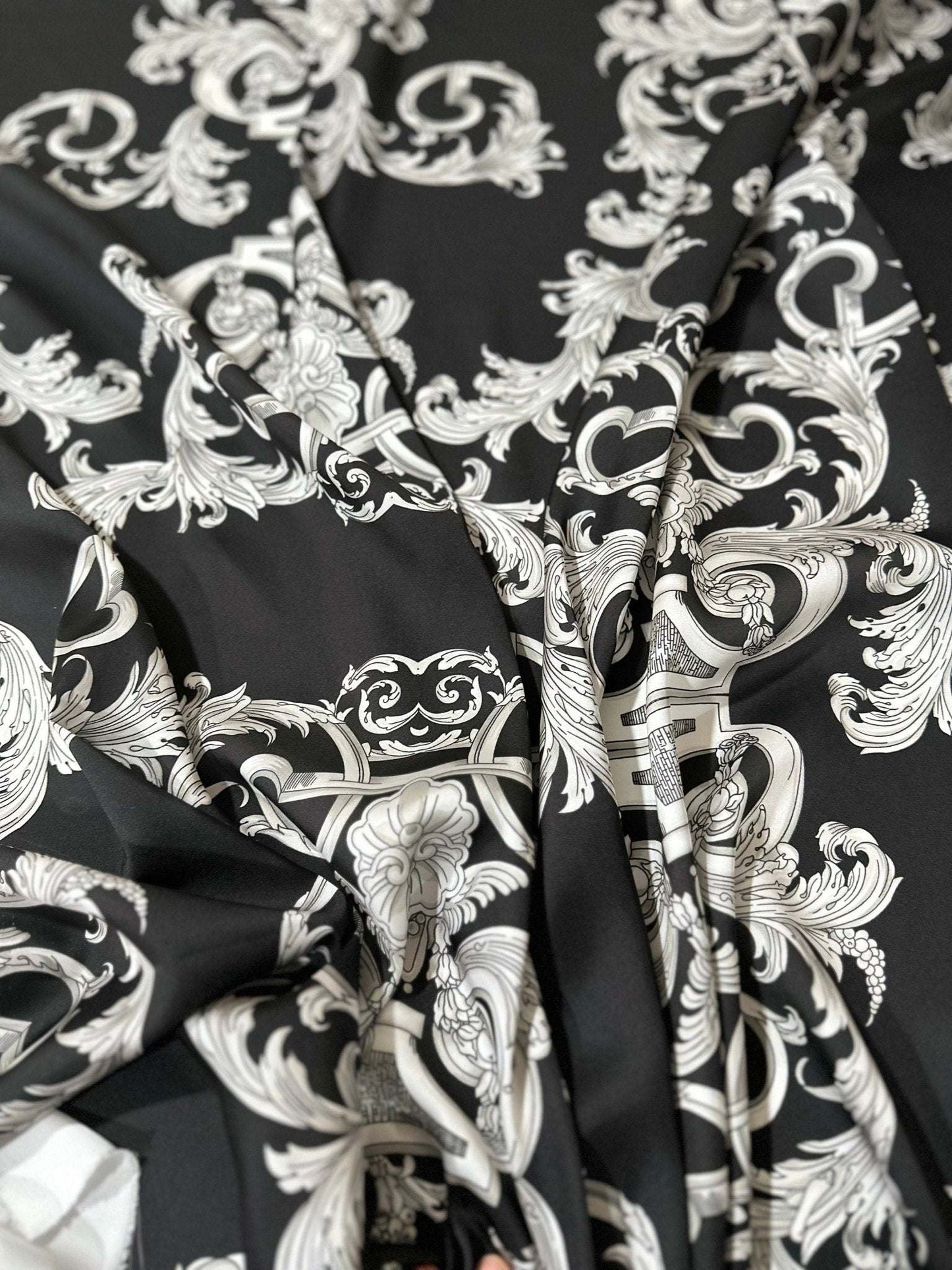 Silver Baroque Fabric by the Metre