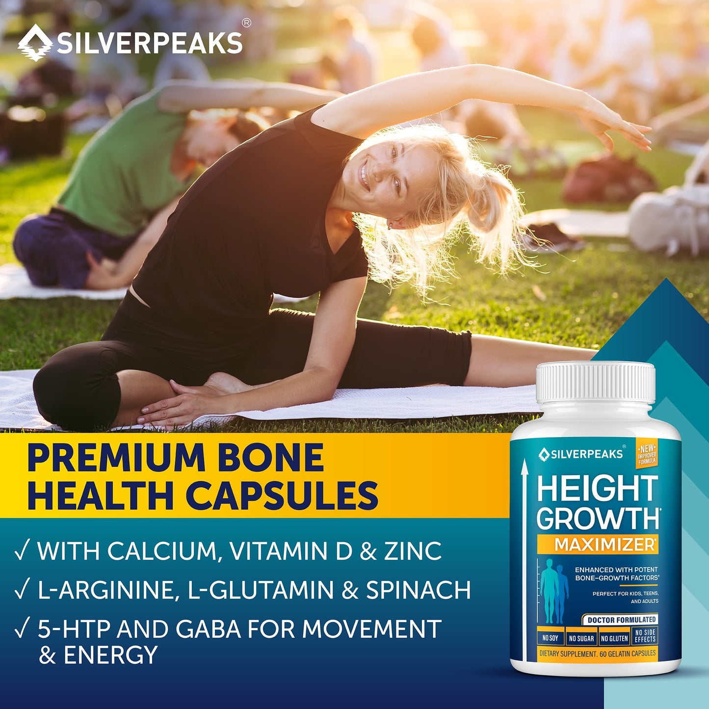 SILVERPEAKS Growth Capsules – Height Growth Maximizer with Calcium | Made in USA
