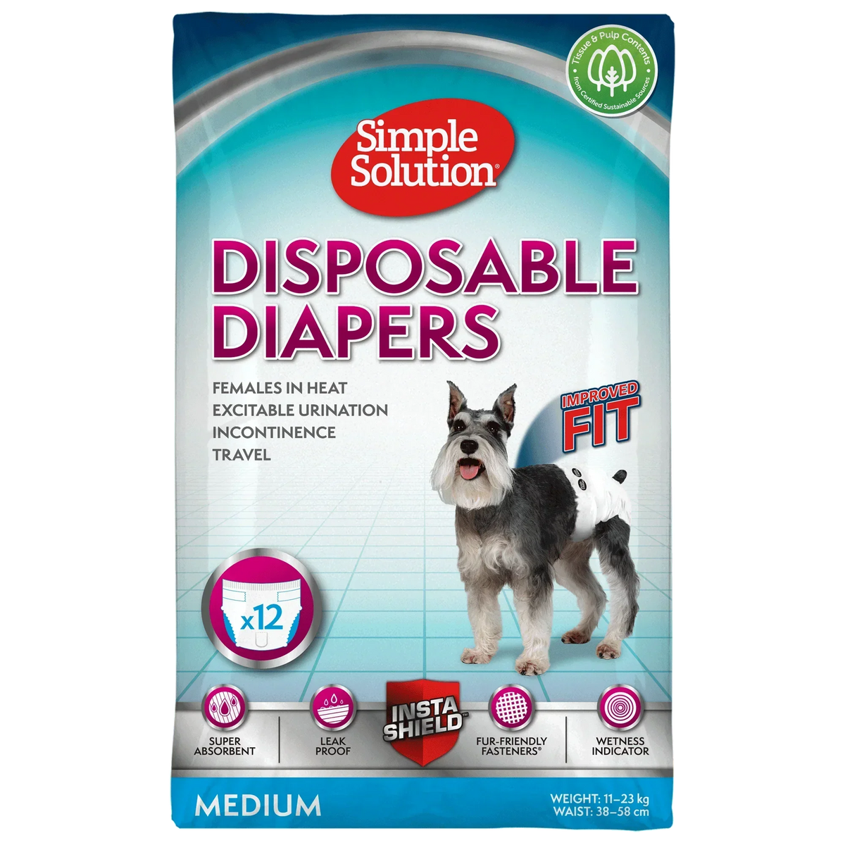Simple Solution Bitch Disposable Diapers x 12 - Medium