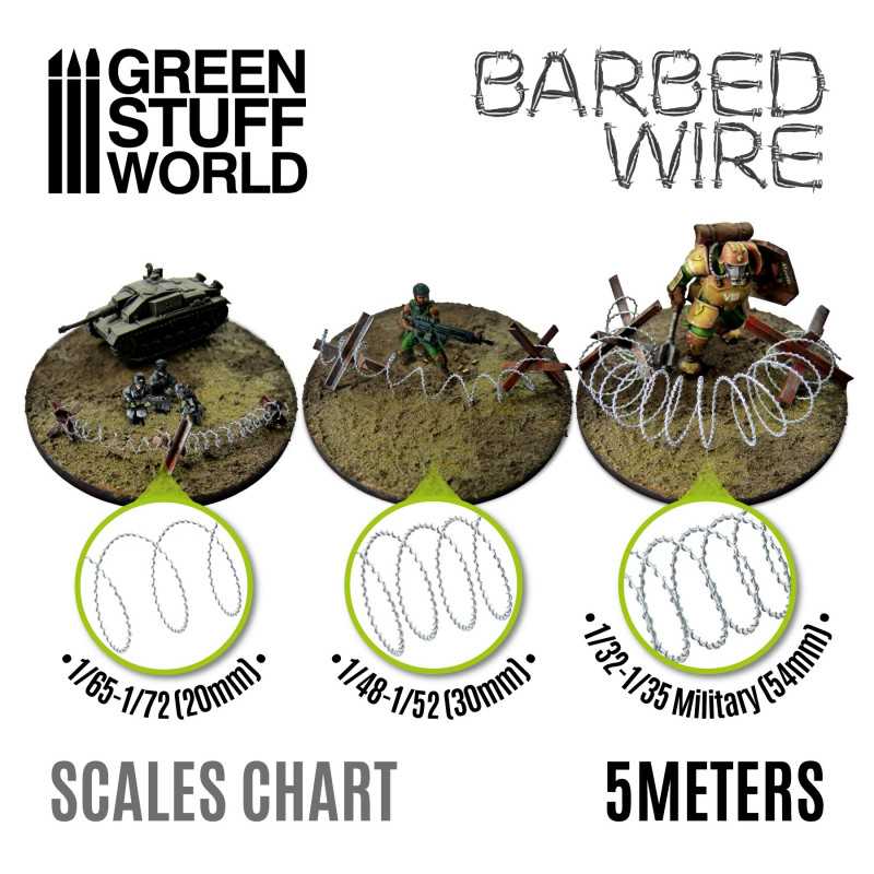 Scale Model Scenery - Simulated Barbed Wire - 1:32-1:35 (5m) | Green Stuff World
