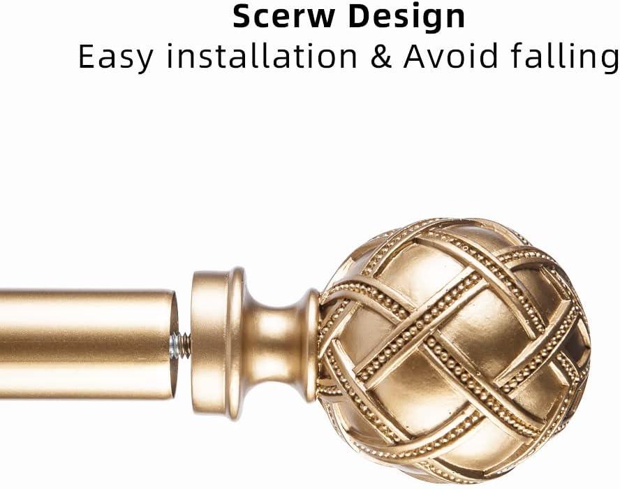 Curtain Rod Adjustable 84 To 120 Inch Gold Heavy Duty Window Pole 1in