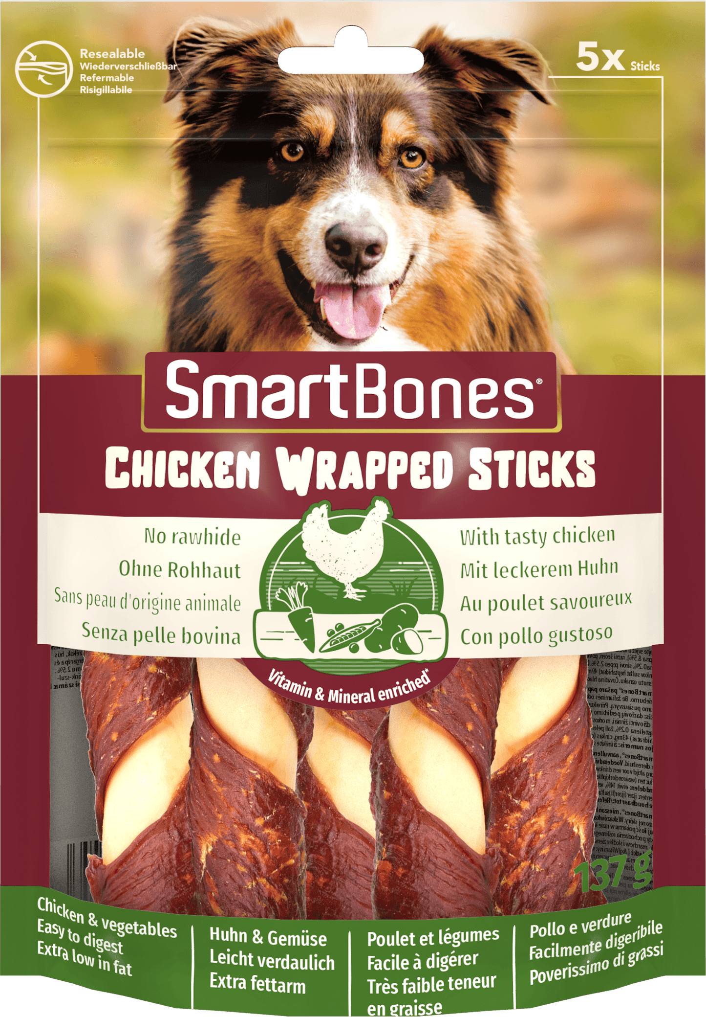 SmartBones Chick Wrap Stick Med 5pc x 10