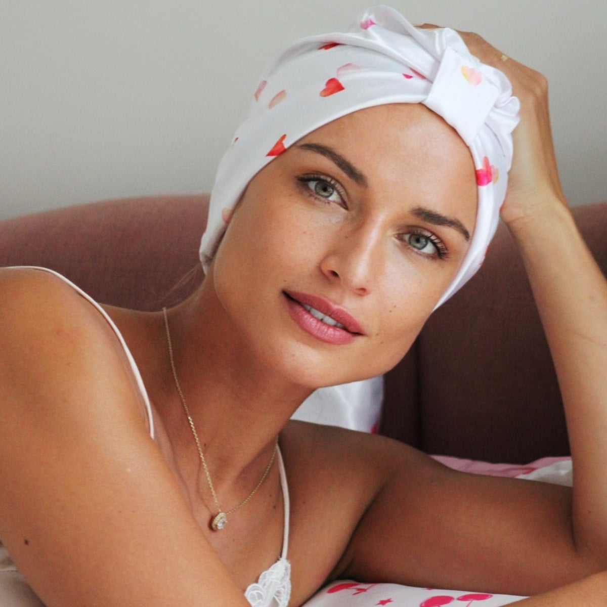 Satin Sleep Turban, Loveheart